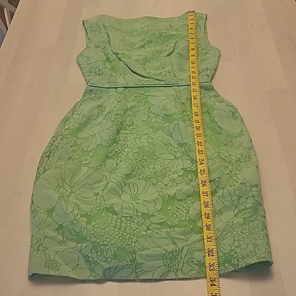 LIKE NEW VTG 1960s Handmade Mod Bright Green Go-go Floral Print Mini Dress - Picture 8 of 17